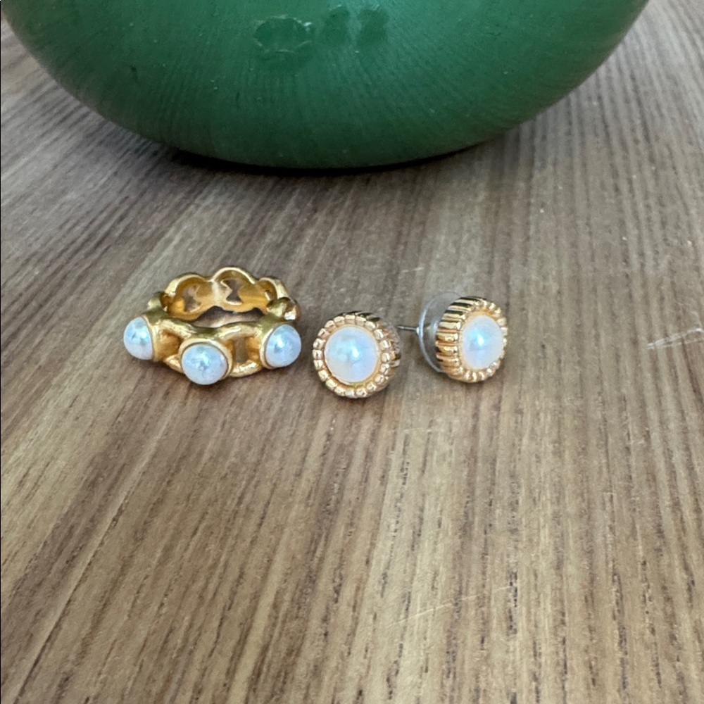 Julie Vos Gold and White Jewelry Set